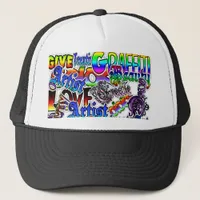 Graffiti Art Black and White and Colorful Hat