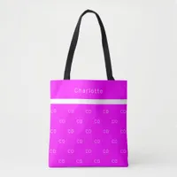 Fuchsia hot pink monogram initials pattern name tote bag