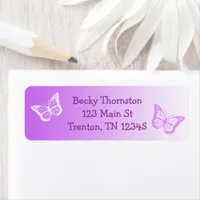 Purple Butterfly Return Address Label