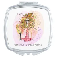 Leo The Lion Character Traits Whimsical Girl Compact Mirror