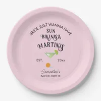 Bikinis & Martinis Tropical Pool Hen Bachelorette Paper Plates