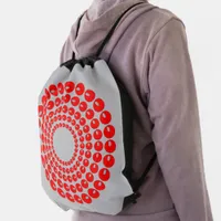 Drawstring Backpack - Red Beads in Circles