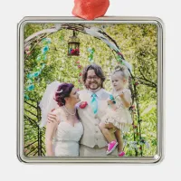 Our First Christmas as Mr and Mrs Wedding Photo Metal Ornament