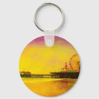 Yellow and Purple Santa Monica Pier Keychain