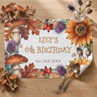 Watercolor Autumn Woodland Birthday Paper Placemat