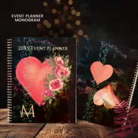 Watercolor Pink Heart Floral Event Planner