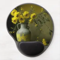 Antique Vase of Yellow Flowers Gel Mouse Pad