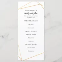 Elegant Simple Gold Geometric LInes Wedding Program