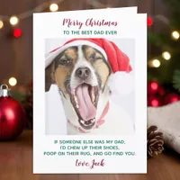 Funny Custom Pet Photo Dog Dad Merry Christmas  Holiday Card