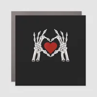 Skeleton Hands Form A Heart With Red Heart Bright  Car Magnet