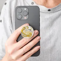 Cute Modern Elegant Yellow White Marble PopSocket