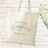 Elegant Chic Bow Floral Personalized Flower Girl  Tote Bag