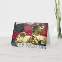 Angel Mixed Media Collage Pink Background,Birthday Card