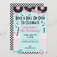 Retro 1950s Diner Milkshake Birthday Invitation – 
