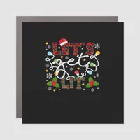 Let's Get Lit Drinking Santa Christmas Lights Car Magnet