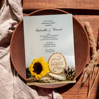Rustic Sunflower Woodland Wedding Rehearsal Dinner Invitation