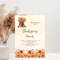 Thanksgiving party orange fall floral boots luxury invitation