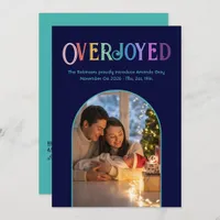 Overjoyed Christmas Baby Birth Announcement Photo