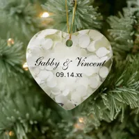White Hydrangea Flowers Wedding Ceramic Ornament