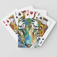 Modern Art Picture Green Eyes Animal Face Tiger Poker Cards