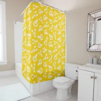 Yellow Lobster Print Shower Curtain