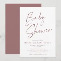 Modern Simple Handwritten Script Baby Shower Invitation