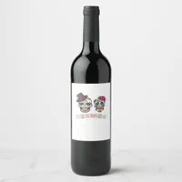 Skull Wedding Bride and Groom Till Death Print Wine Label