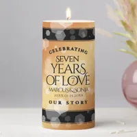 Elegant 7th Copper Wedding Anniversary Pillar Candle