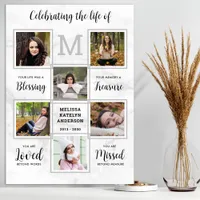 Marble Memorial Unique 6 Photo Collage Funeral Poster