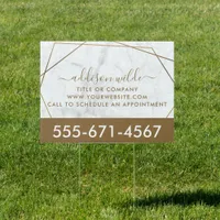 Gold Geometric White Marble Abstract Business Sign