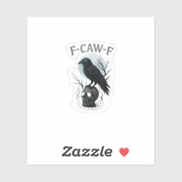 Gothic Crow F Caw F Raven Skull Halloween Graphic  Sticker