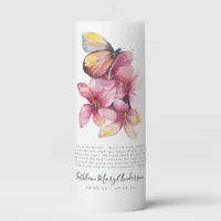 Memorial Prayer Tribute Butterfly Pillar Candle