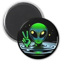 Extraterrestrial Alien giving Peace Sign  Magnet