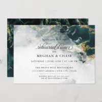 Rehearsal Dinner | Smoky Teal Watercolor Geode Invitation