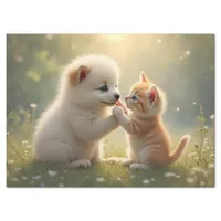 Best friends, give me five - cute puppy and kitty tissue paper