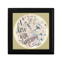 I Love You Mom Watercolor Add Any Name Gold Gift Box