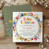 Sage Green Wildflower Baby Shower Colorful Floral  Invitation