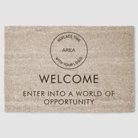 Motivational Company Logo Welcome To Business  Fiber Doormat