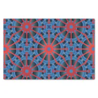 Red Scarlet and Blue Indigo Ethnic Boho Pattern Tissue Paper