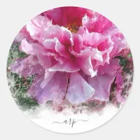 *~* Initial -  Peony Floral Painting Round AR1 Classic Round Sticker