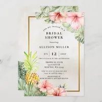 Watercolor Pineapple Tropical Bridal Shower  Invitation