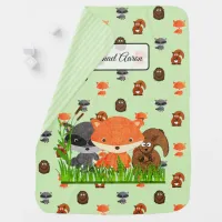 Woodland Animals Personalized Baby Boy Blanket