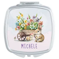 Cute Bunnies Personalized Girl Easter Compact Mirror