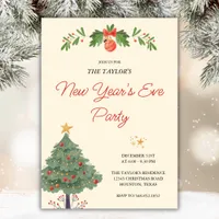 Elegant Watercolor New Year's Eve Celebration 2025 Invitation