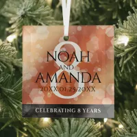 Elegant 8th Bronze Wedding Anniversary Celebration Glass Ornament
