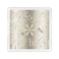 Christmas Text and Snowflake Pattern ID257 Acrylic Tray