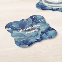 Whisk me away Blue Marble Monogrammed | Paper Coaster