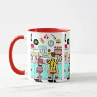 Retro Diner Couple Holding Hand 1950's Era   Mug