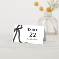 Elegant Minimalist Simple Black Bow Place Card