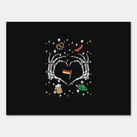 Oktoberfest Skeleton Hand Heart Flag German  Sign